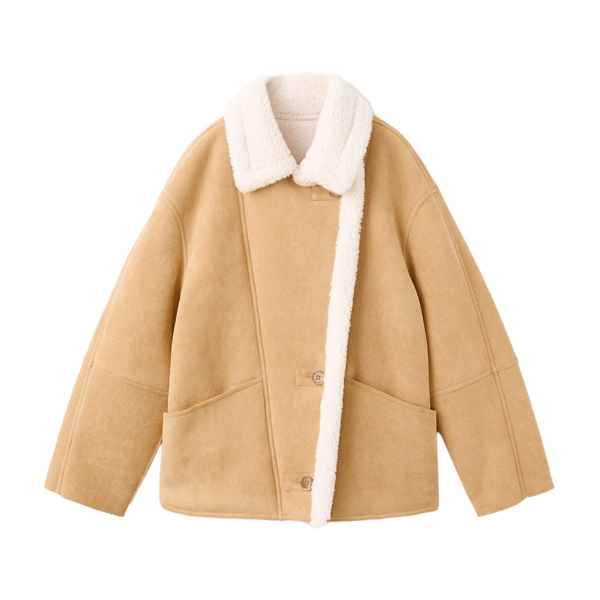Suede Jacket With Shearling Collar Mango